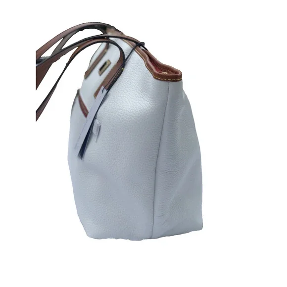 NWT Dooney And Bourke Camden White Pebble Leather Shoulder Tote B000535
